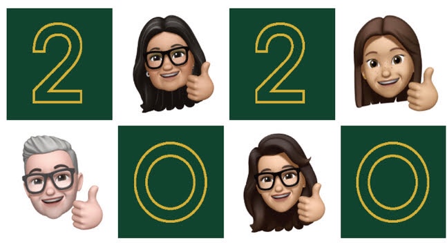 smiling family in Memoji with thumbs up